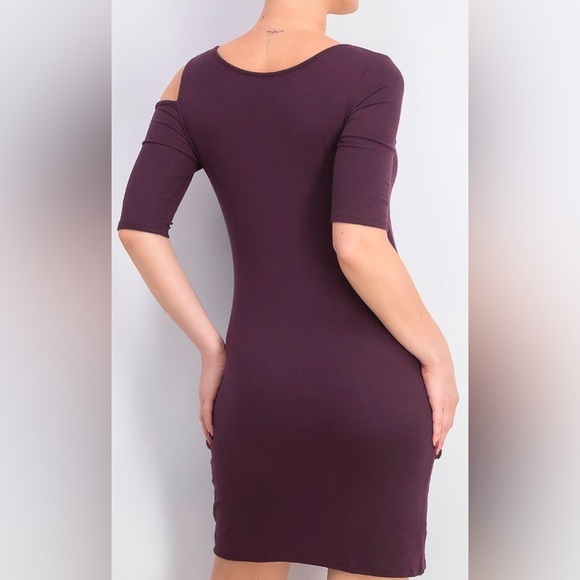 Goldray Size Small Purple Double Knit Dress Off the Shoulder - Picture 3 of 10